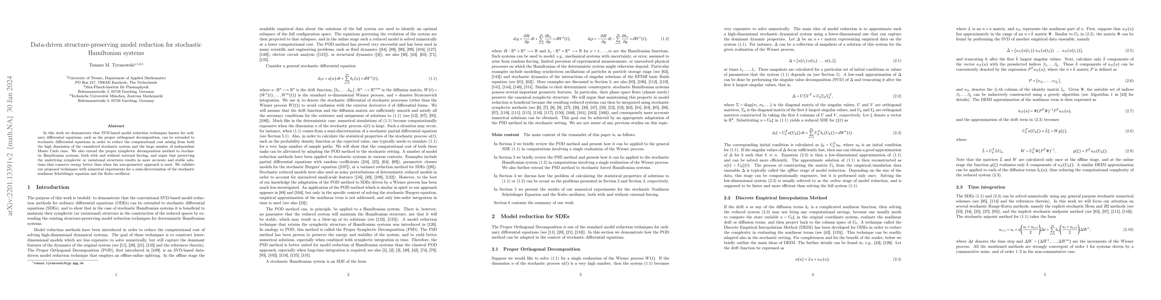 Thumbnail for Data-driven structure-preserving model reduction for stochastic
  Hamiltonian systems