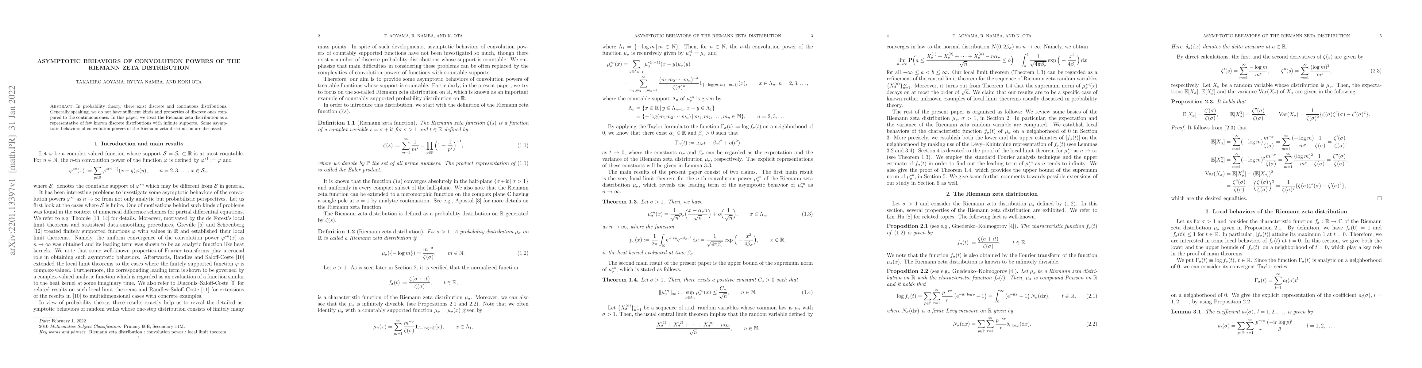 Thumbnail for Asymptotic behaviors of convolution powers of the Riemann zeta
  distribution