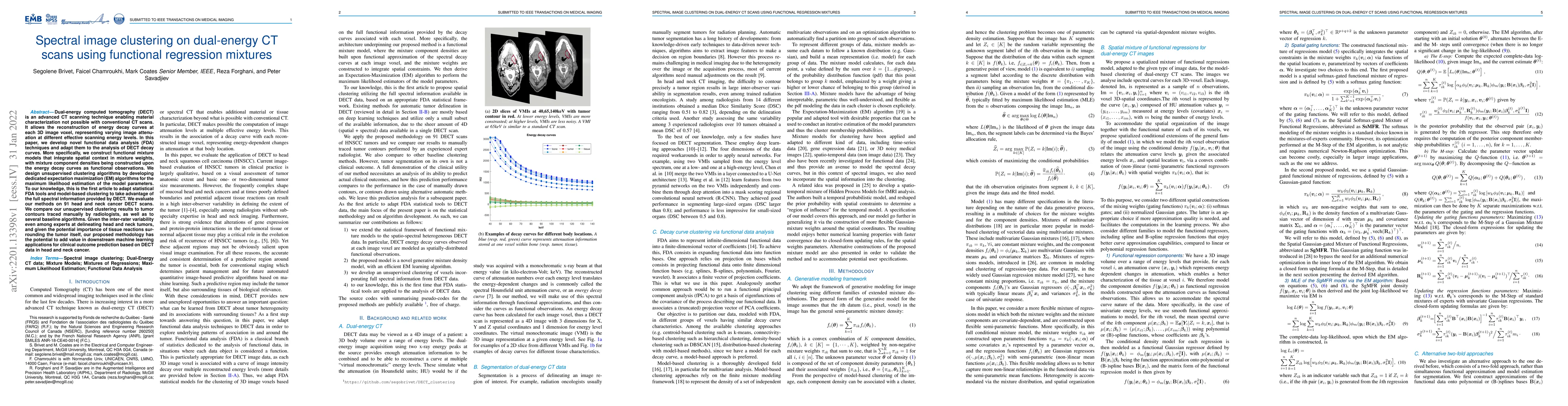 Thumbnail for Spectral image clustering on dual-energy CT scans using functional
  regression mixtures