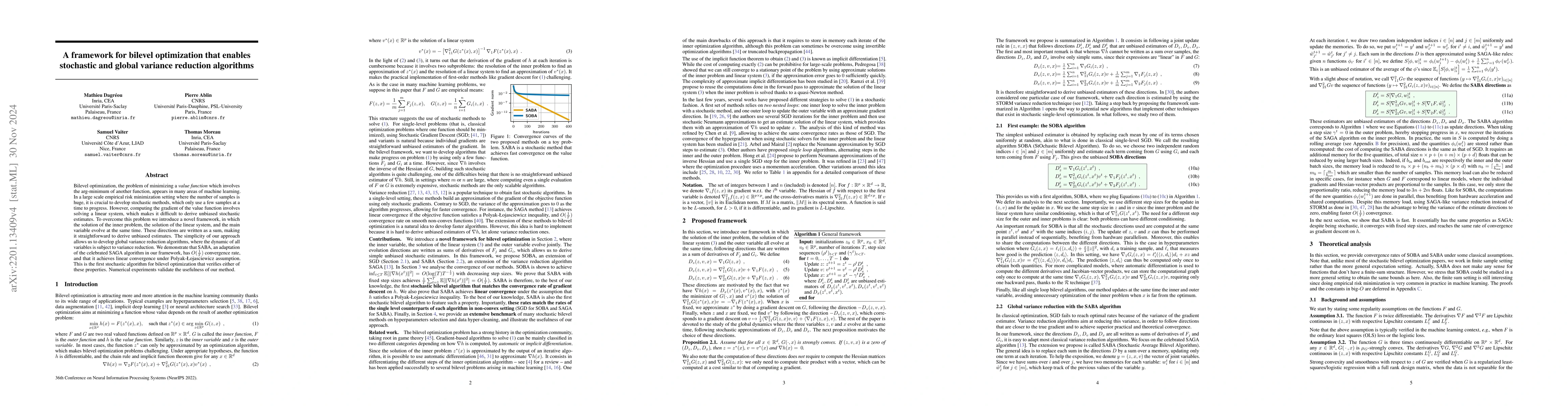 Thumbnail for A framework for bilevel optimization that enables stochastic and global
  variance reduction algorithms