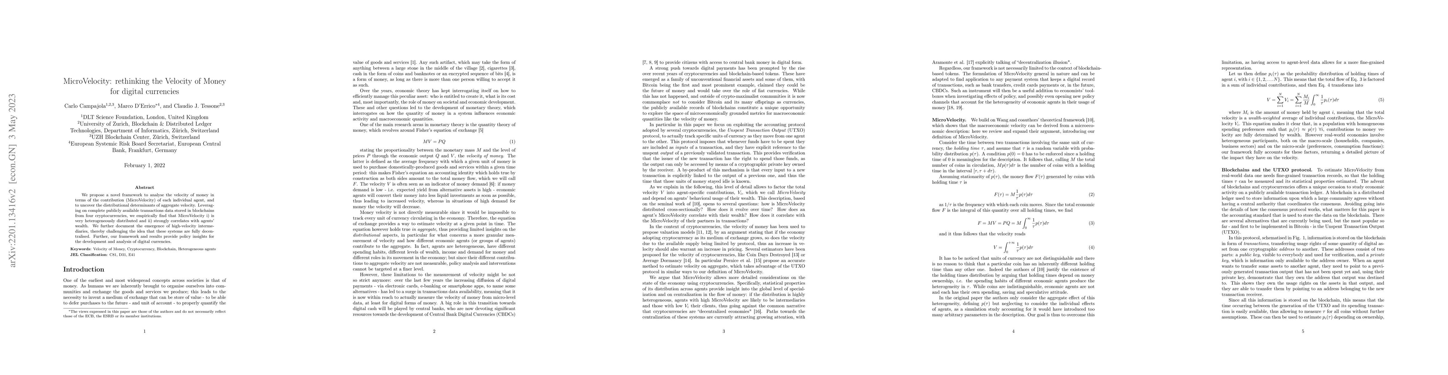 Thumbnail for MicroVelocity: rethinking the Velocity of Money for digital currencies