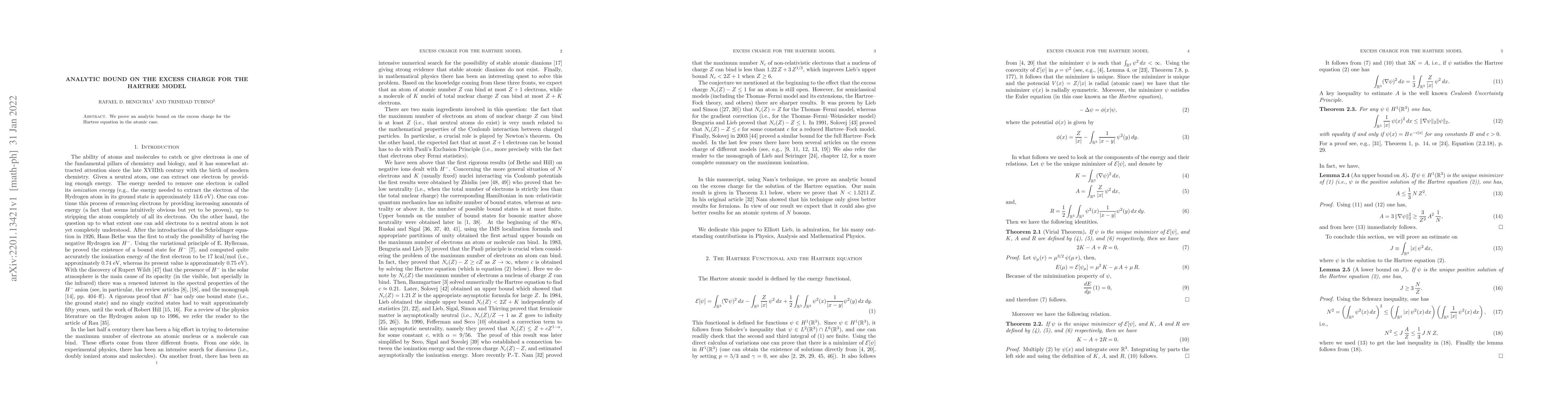 Thumbnail for Analytic bound on the excess charge for the Hartree Model