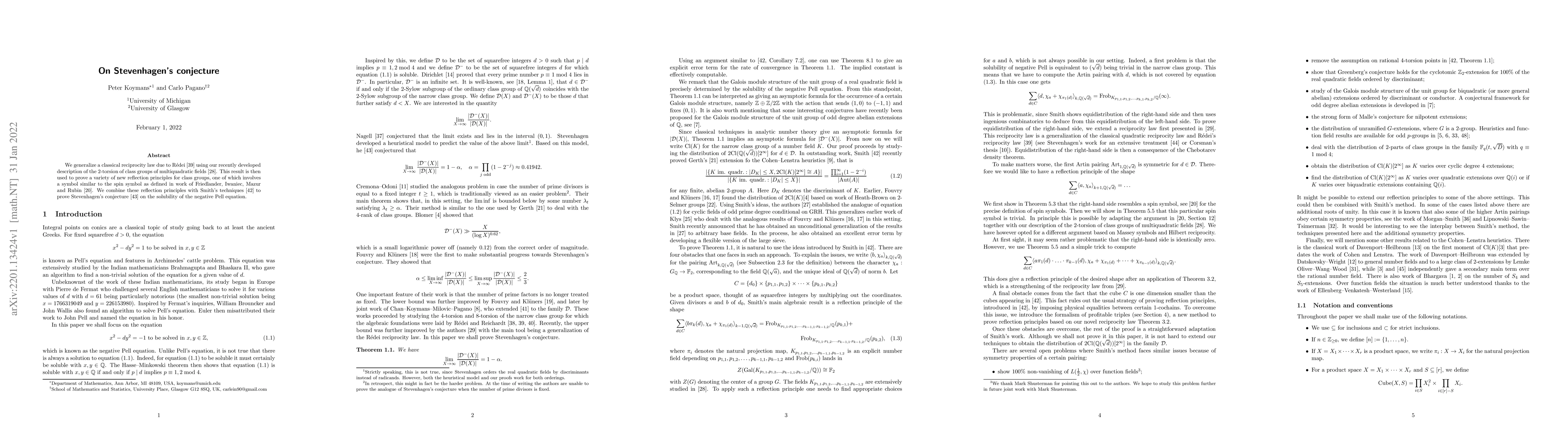 Thumbnail for On Stevenhagen's conjecture