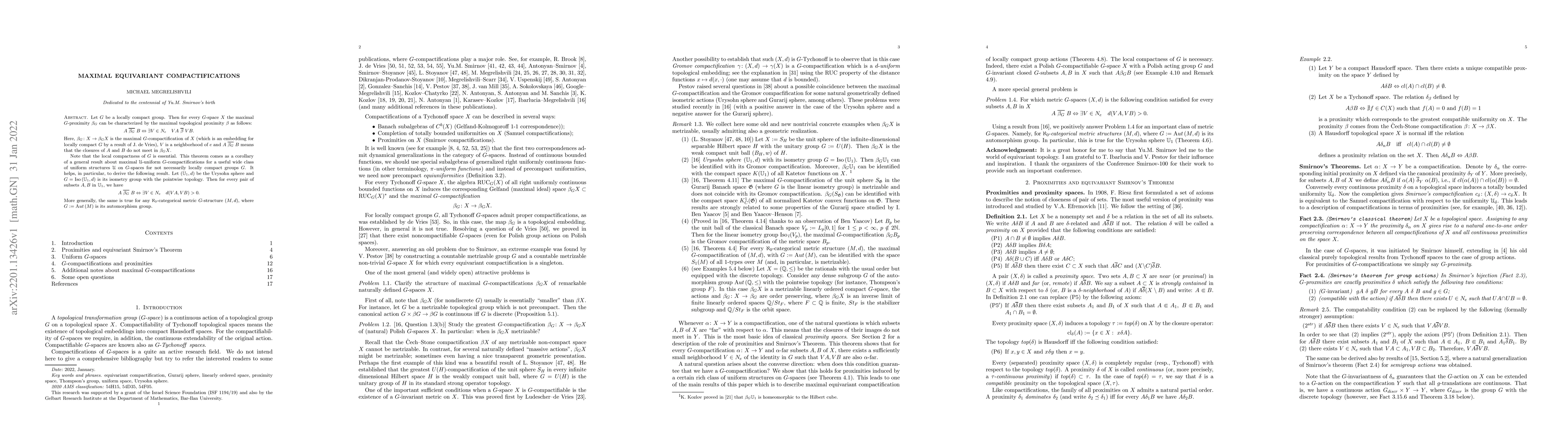 Thumbnail for Maximal equivariant compactifications