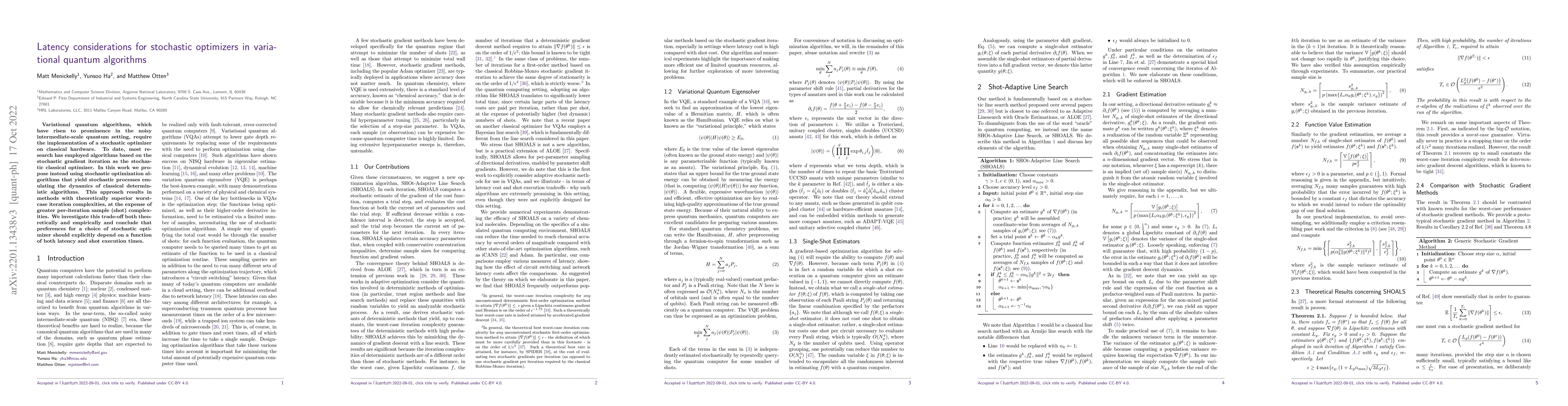 Thumbnail for Latency considerations for stochastic optimizers in variational quantum
  algorithms
