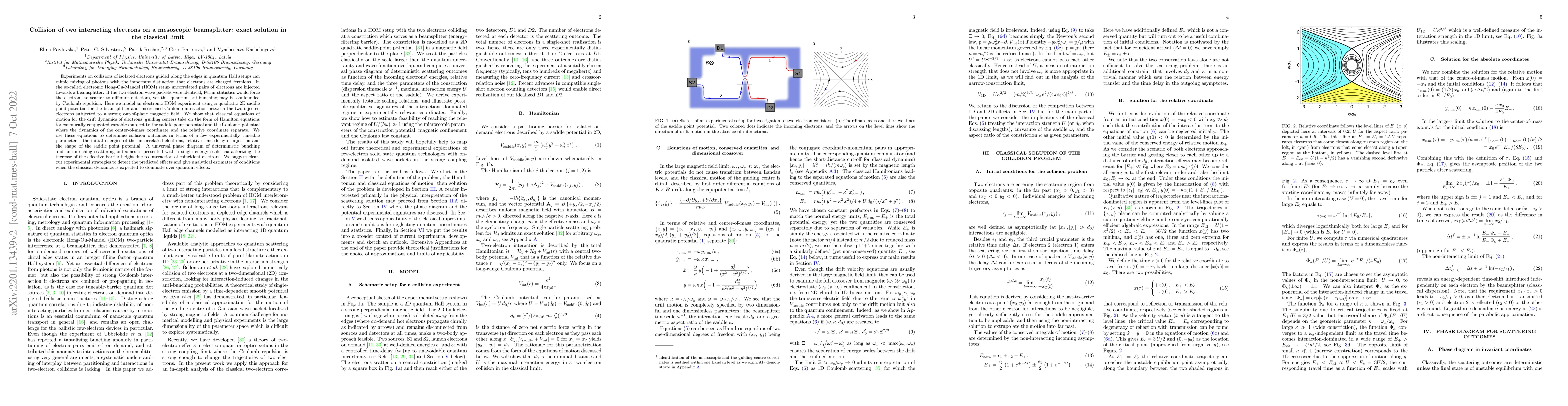Thumbnail for Collision of two interacting electrons on a mesoscopic beamsplitter:
  exact solution in the classical limit