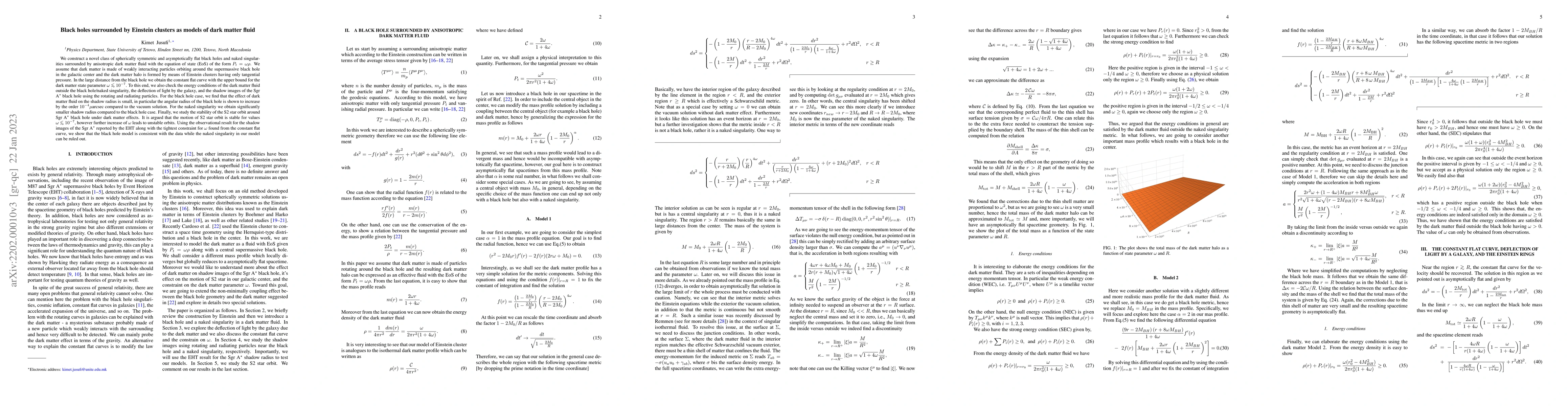 Thumbnail for Black holes surrounded by Einstein clusters as models of dark matter
  fluid