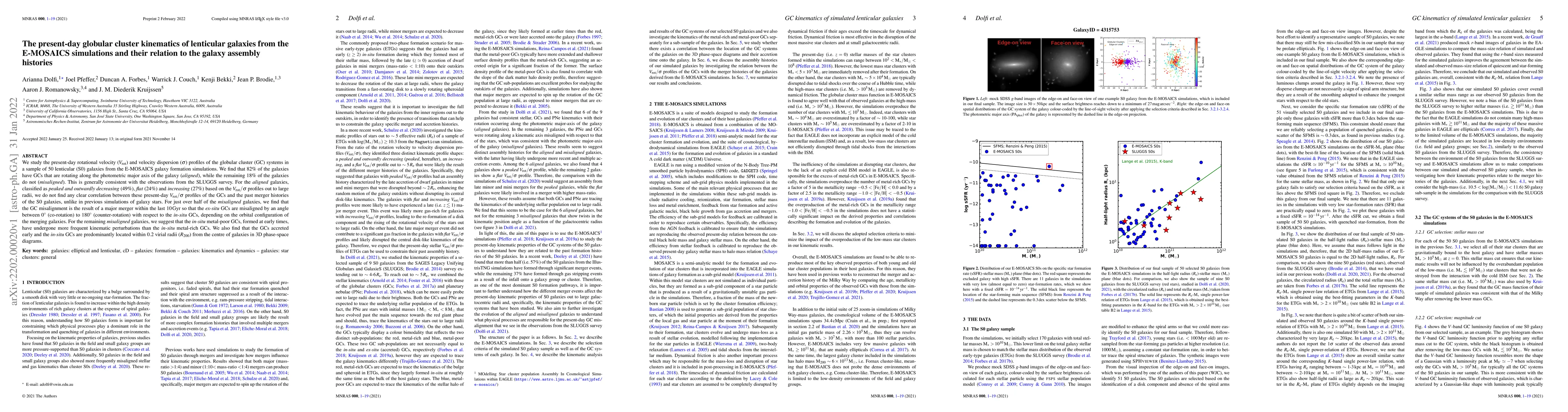 Thumbnail for The present-day globular cluster kinematics of lenticular galaxies from
  the E-MOSAICS simulations and their relation to the galaxy assembly histories