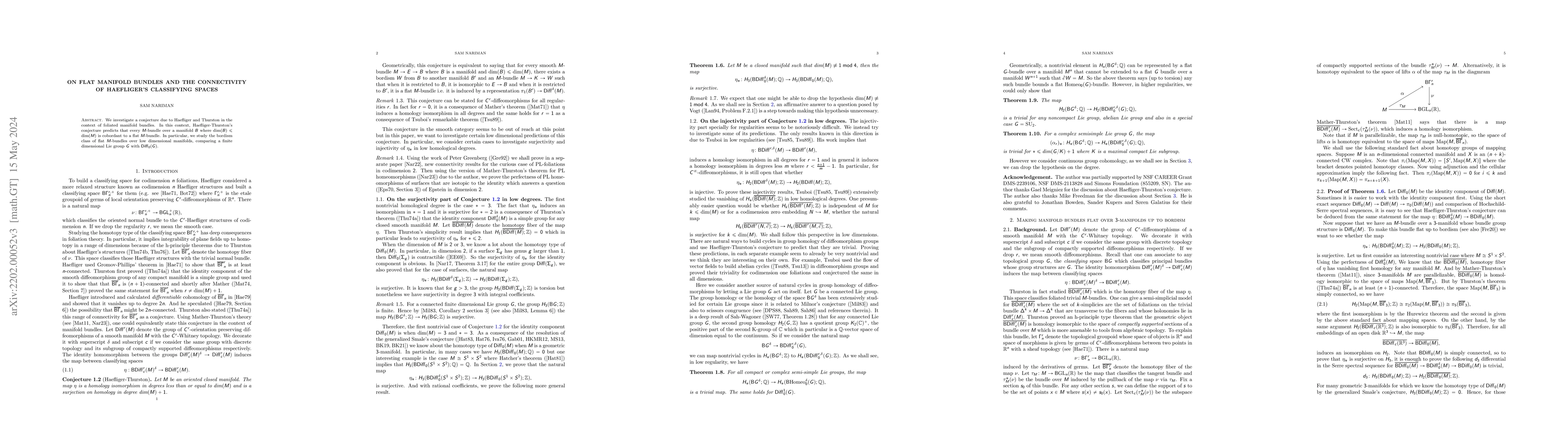 Thumbnail for On flat manifold bundles and the connectivity of Haefliger's classifying
  spaces