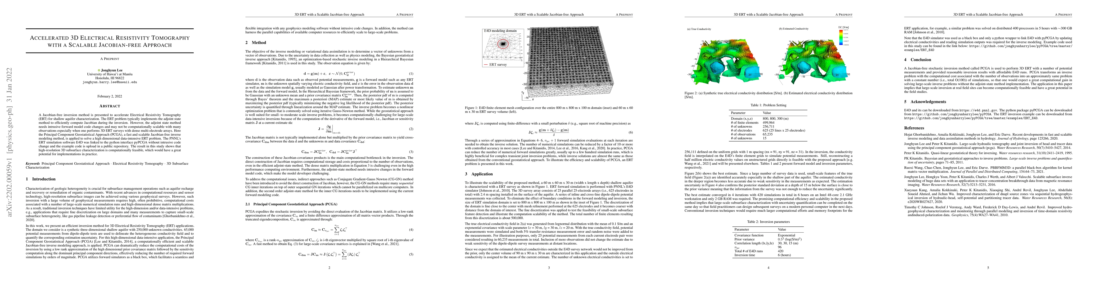 Thumbnail for Accelerated 3D Electrical Resistivity Tomography with a Scalable
  Jacobian-free Approach