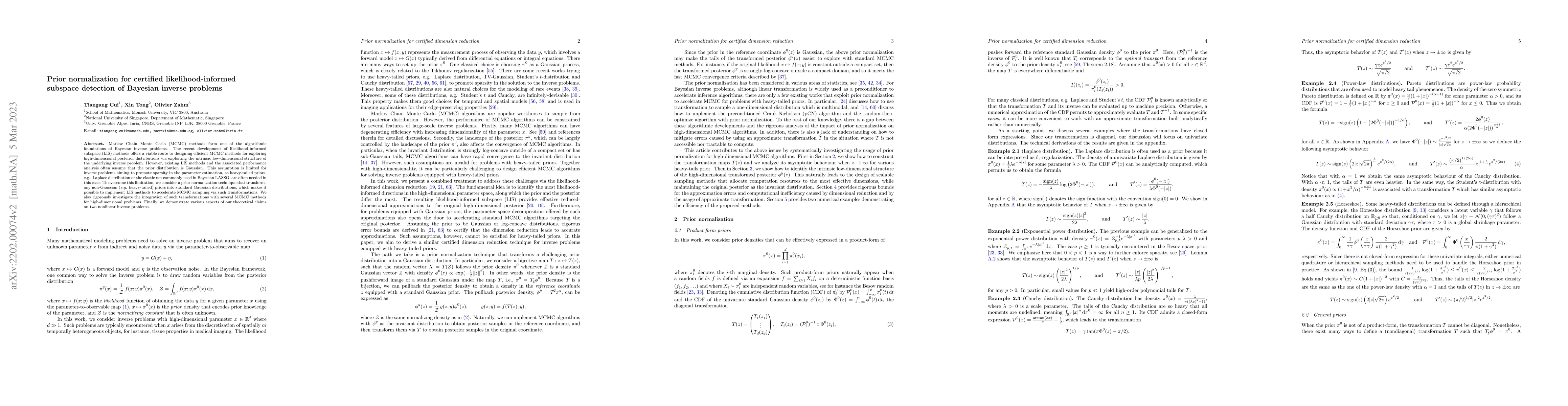 Thumbnail for Prior normalization for certified likelihood-informed subspace detection
  of Bayesian inverse problems