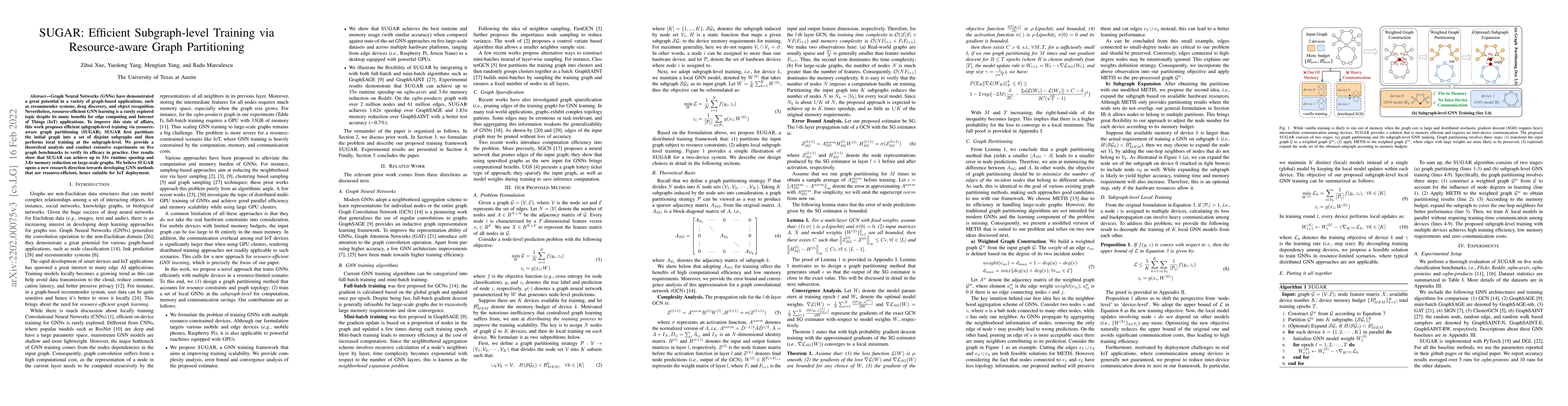 Thumbnail for SUGAR: Efficient Subgraph-level Training via Resource-aware Graph
  Partitioning