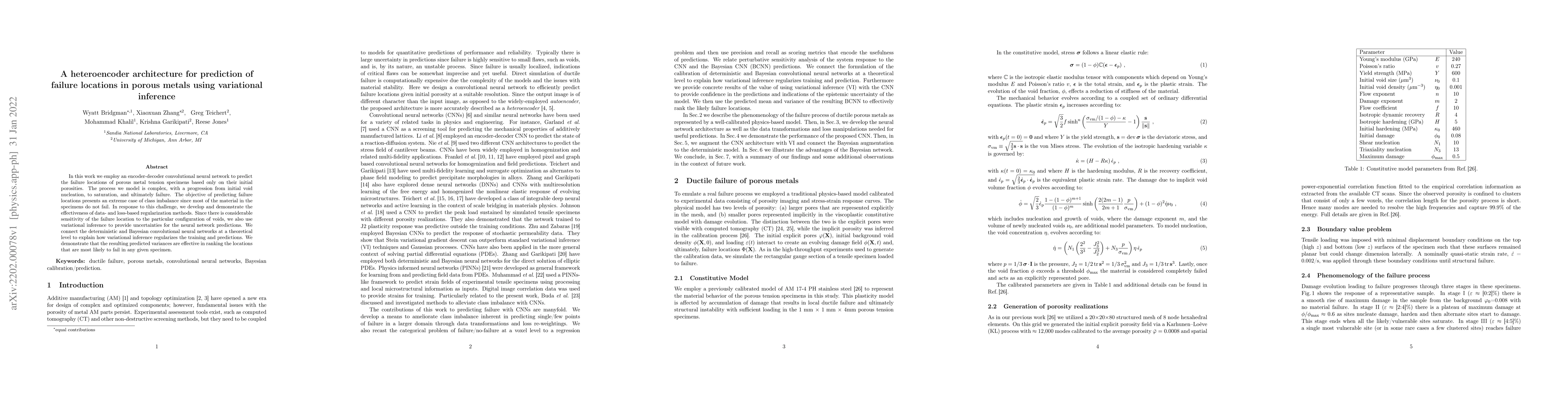Thumbnail for A heteroencoder architecture for prediction of failure locations in
  porous metals using variational inference