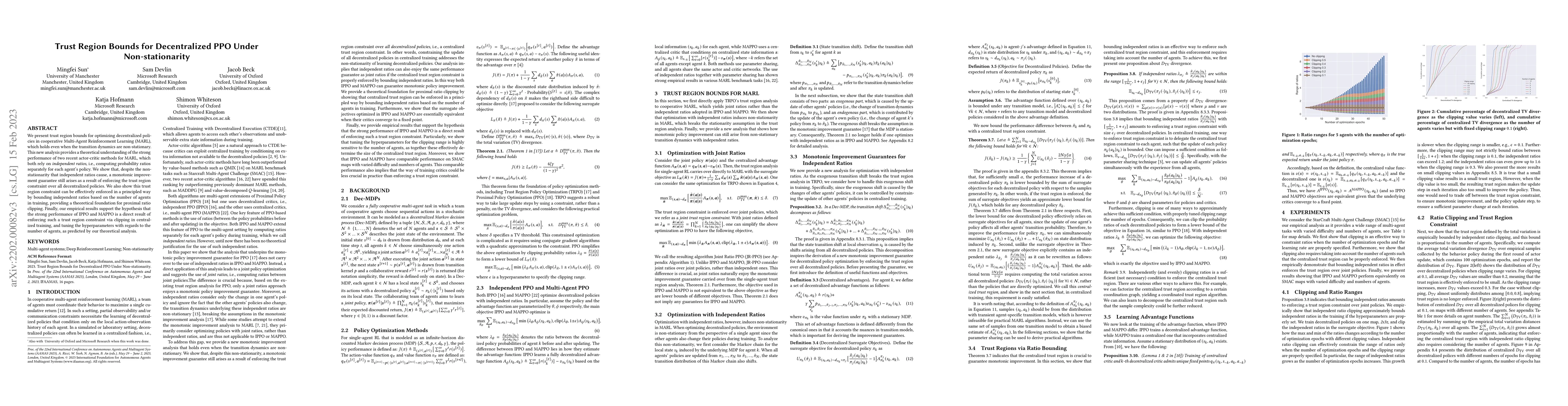 Thumbnail for Trust Region Bounds for Decentralized PPO Under Non-stationarity