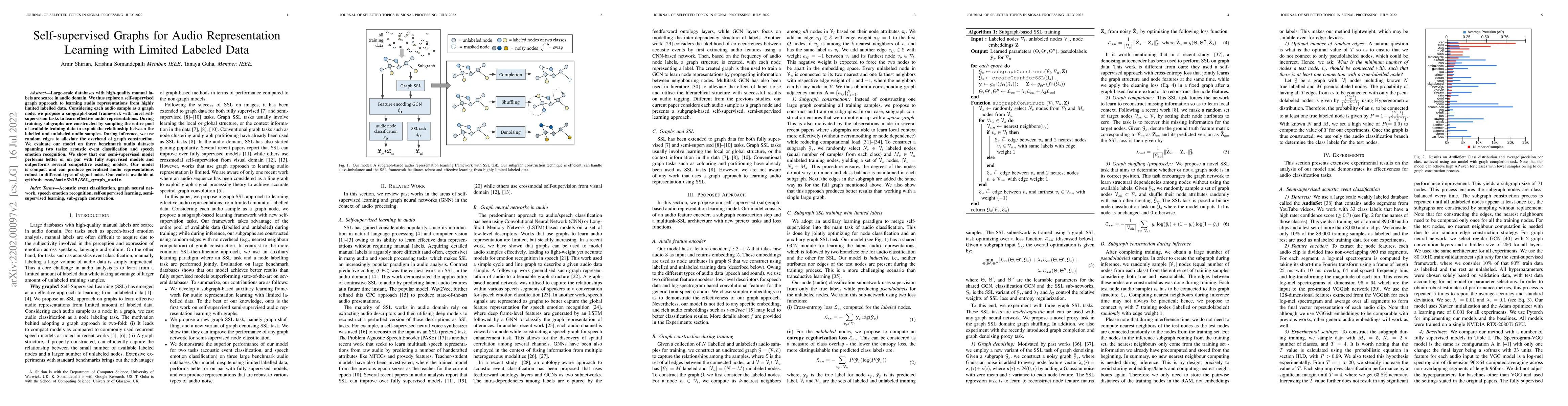 Thumbnail for Self-supervised Graphs for Audio Representation Learning with Limited
  Labeled Data