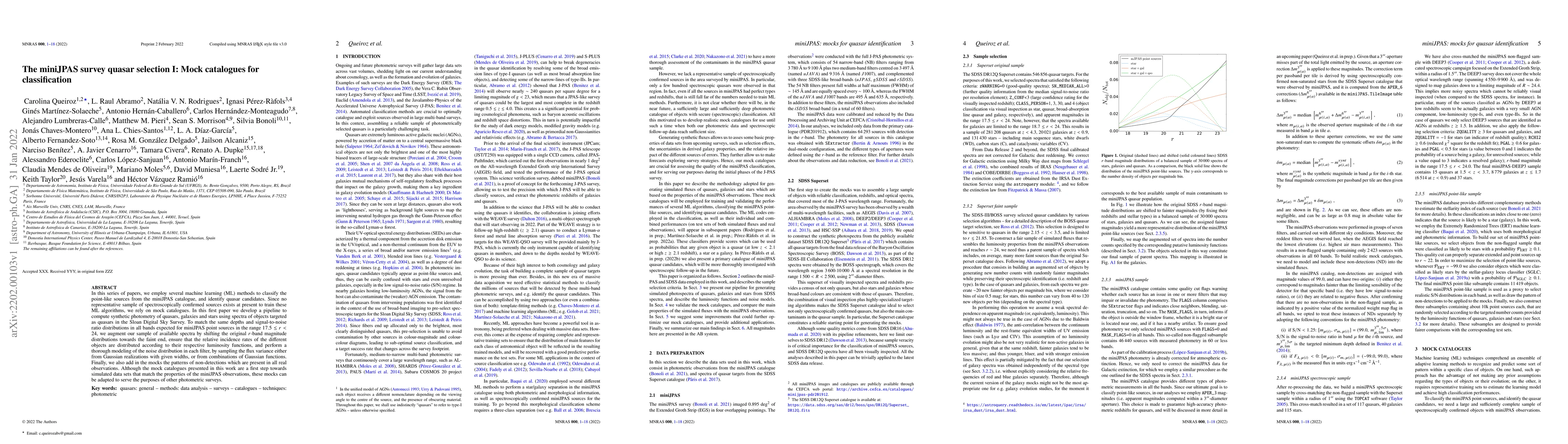 Thumbnail for The miniJPAS survey quasar selection I: Mock catalogues for
  classification