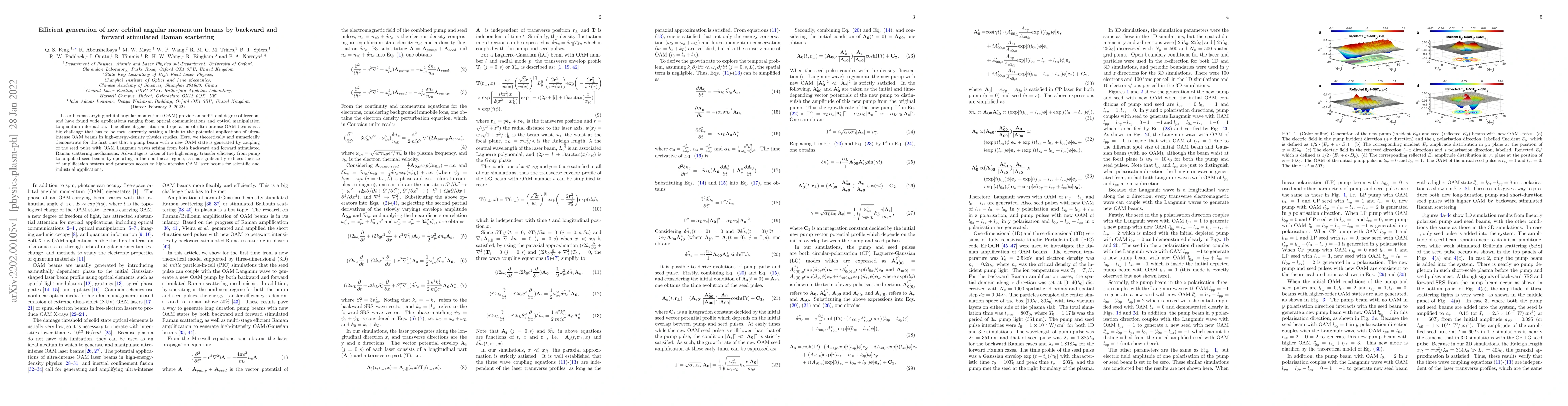 Thumbnail for Efficient generation of new orbital angular momentum beams by backward
  and forward stimulated Raman scattering