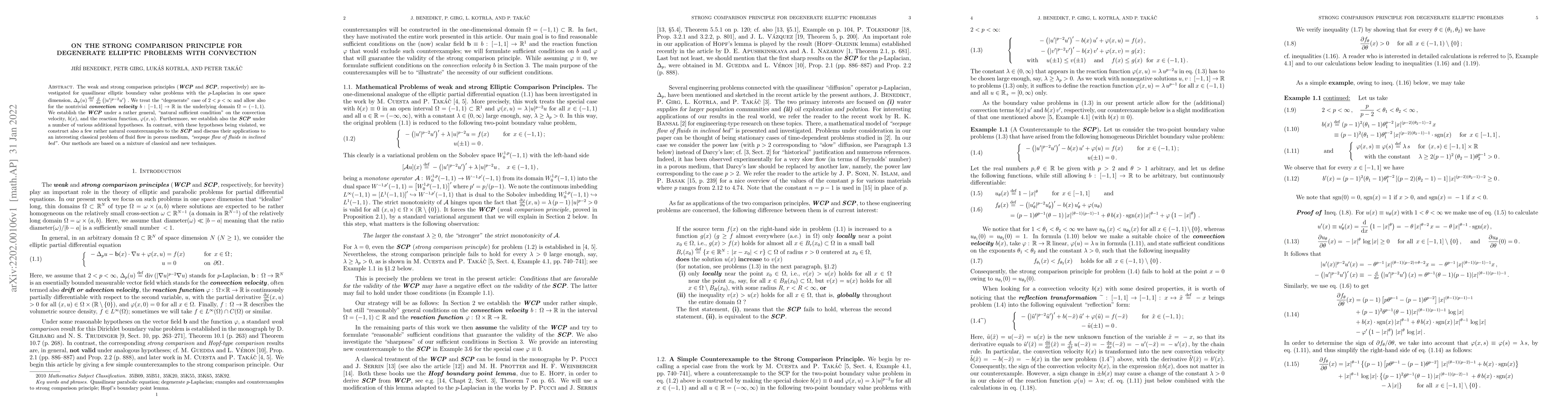Thumbnail for On the Strong Comparison Principle for Degenerate Elliptic Problems with
  Convection