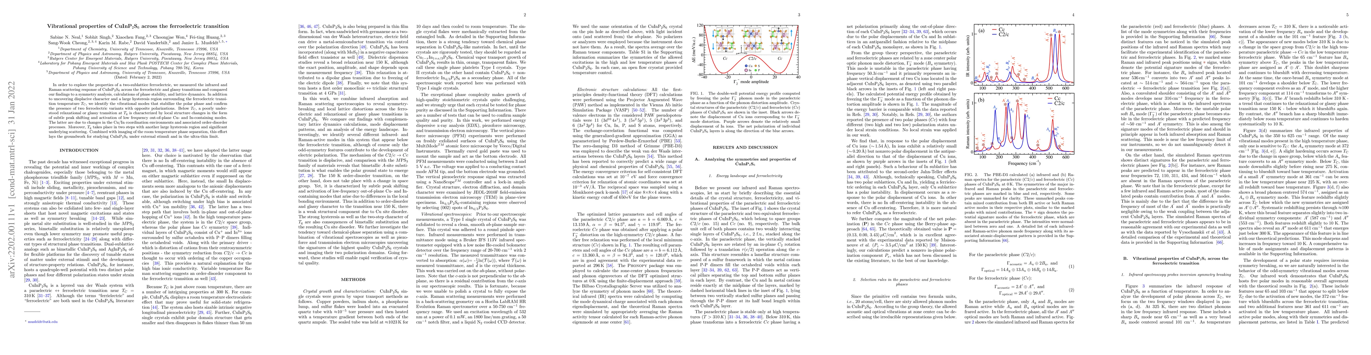 Thumbnail for Vibrational properties of CuInP2S6 across the ferroelectric transition