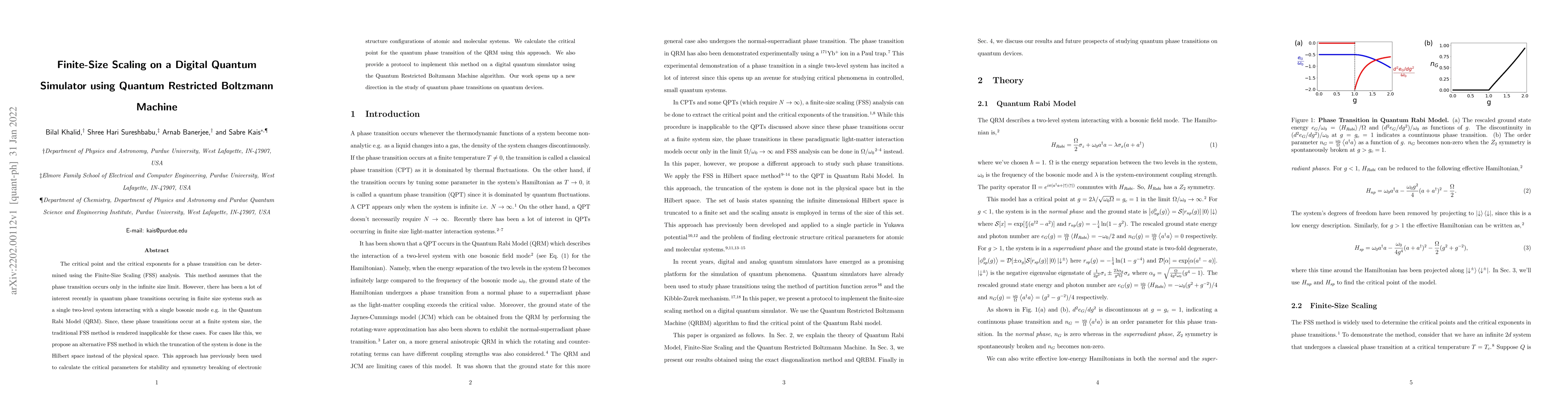 Thumbnail for Finite-Size Scaling on a Digital Quantum Simulator using Quantum
  Restricted Boltzmann Machine