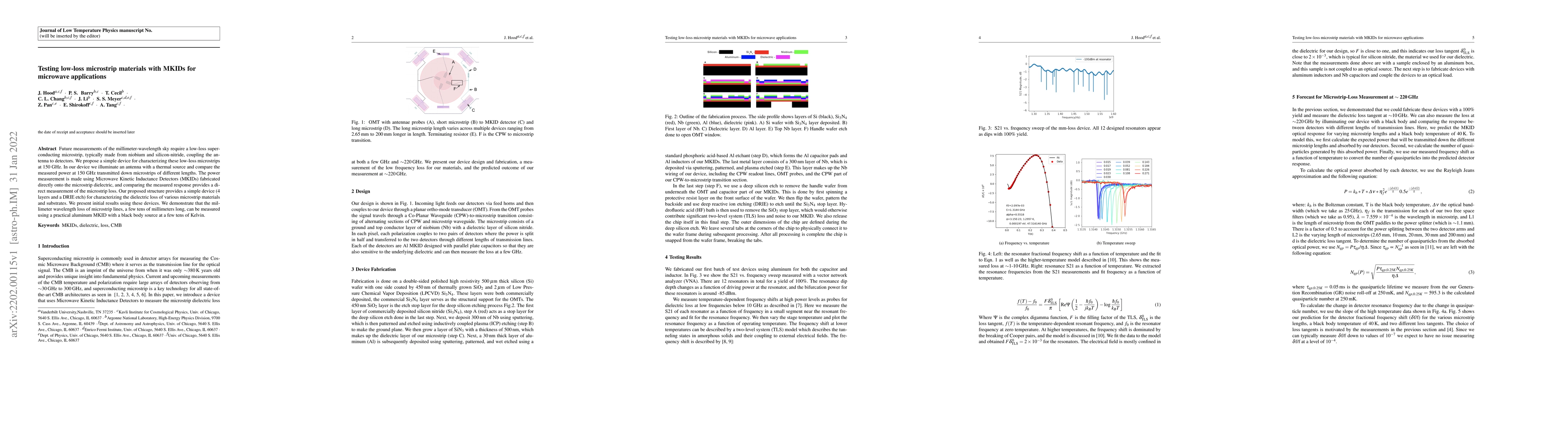 Thumbnail for Testing low-loss microstrip materials with MKIDs for microwave
  applications