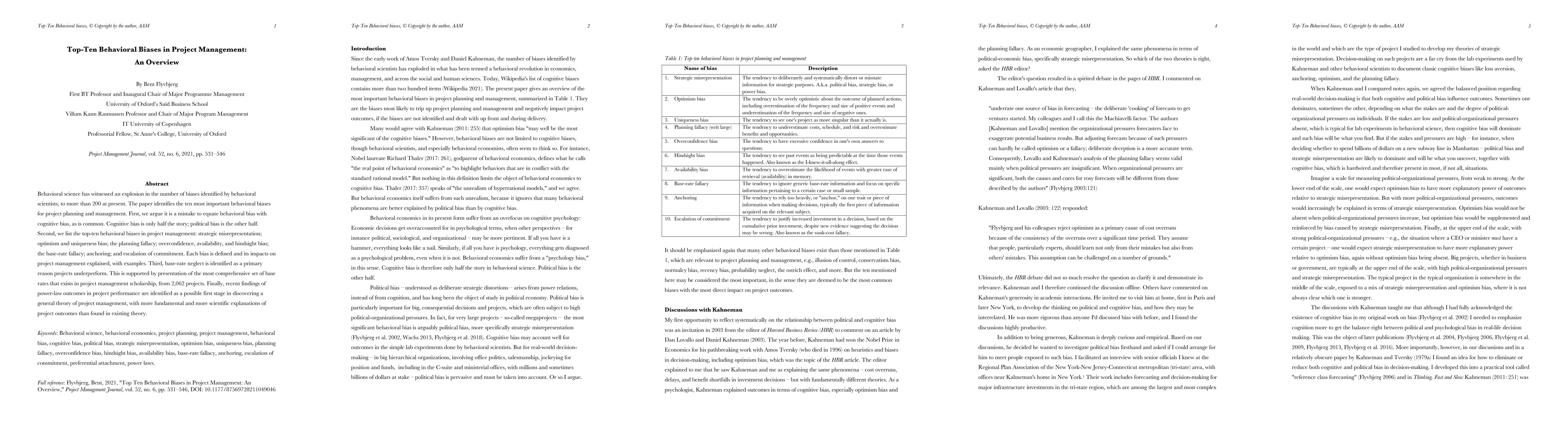 Thumbnail for Top Ten Behavioral Biases in Project Management: An Overview