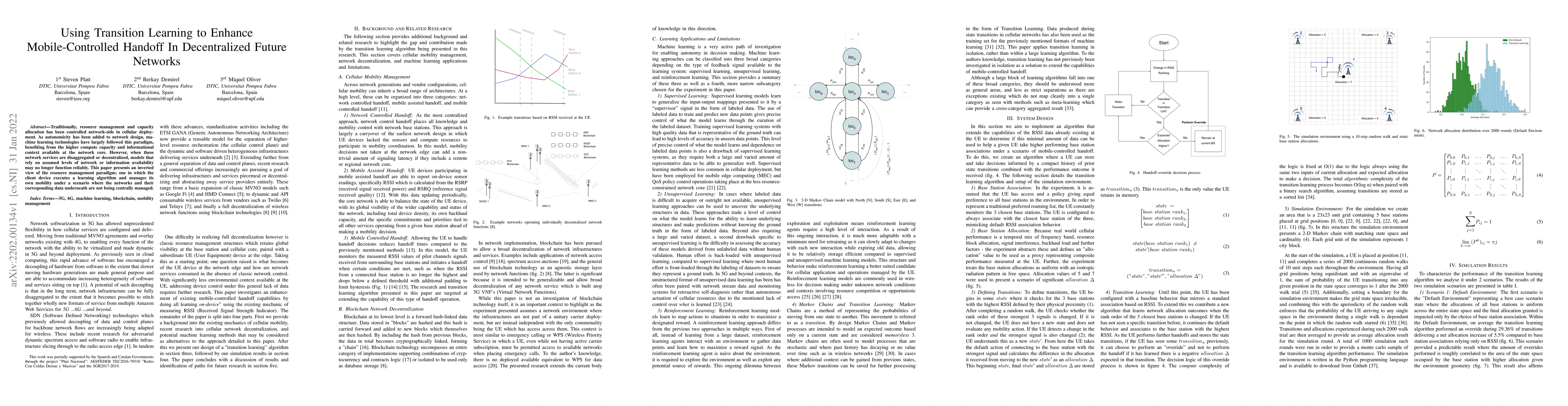 Thumbnail for Using Transition Learning to Enhance Mobile-Controlled Handoff In
  Decentralized Future Networks