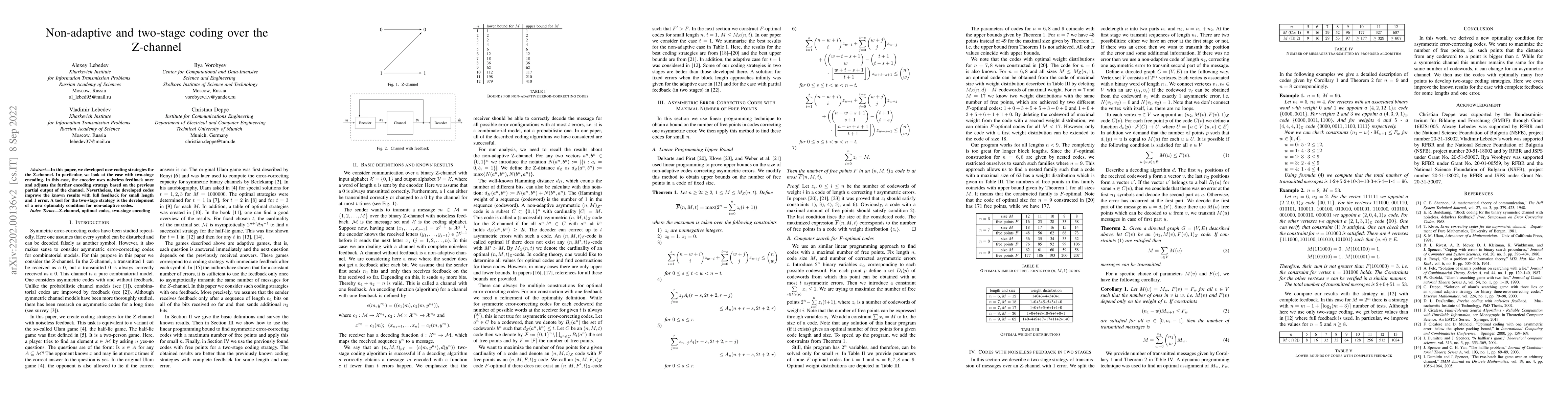 Thumbnail for Non-adaptive and two-stage coding over the Z-channel