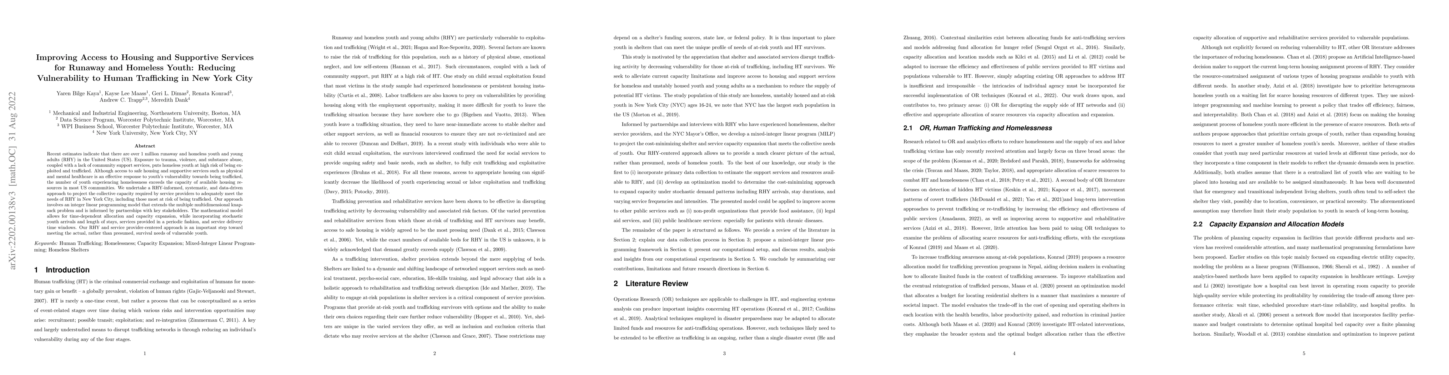 Thumbnail for Improving Access to Housing and Supportive Services for Runaway and
  Homeless Youth: Reducing Vulnerability to Human Trafficking in New York City