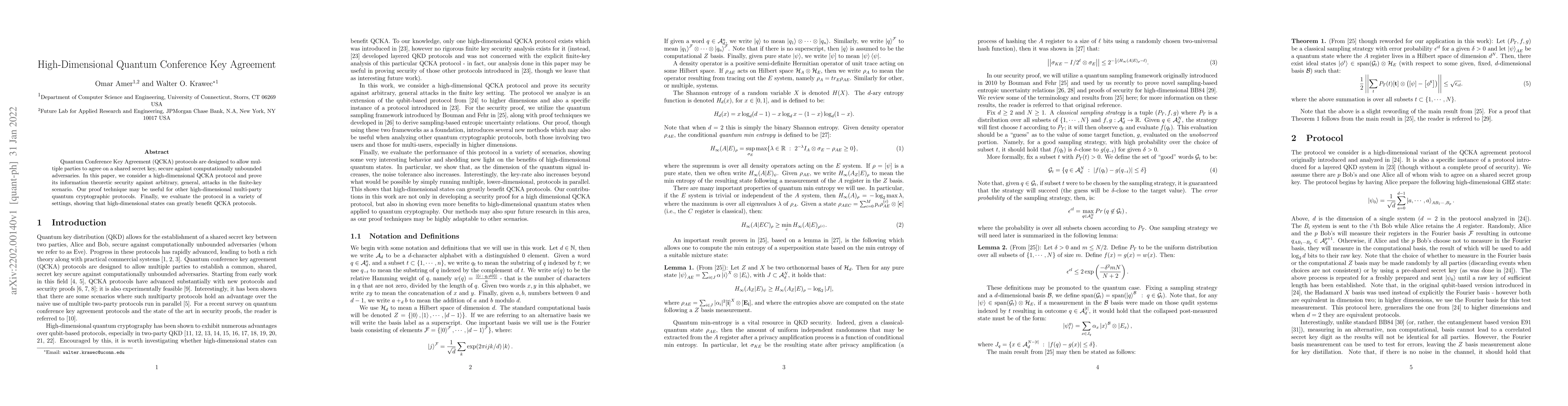 Thumbnail for High-Dimensional Quantum Conference Key Agreement