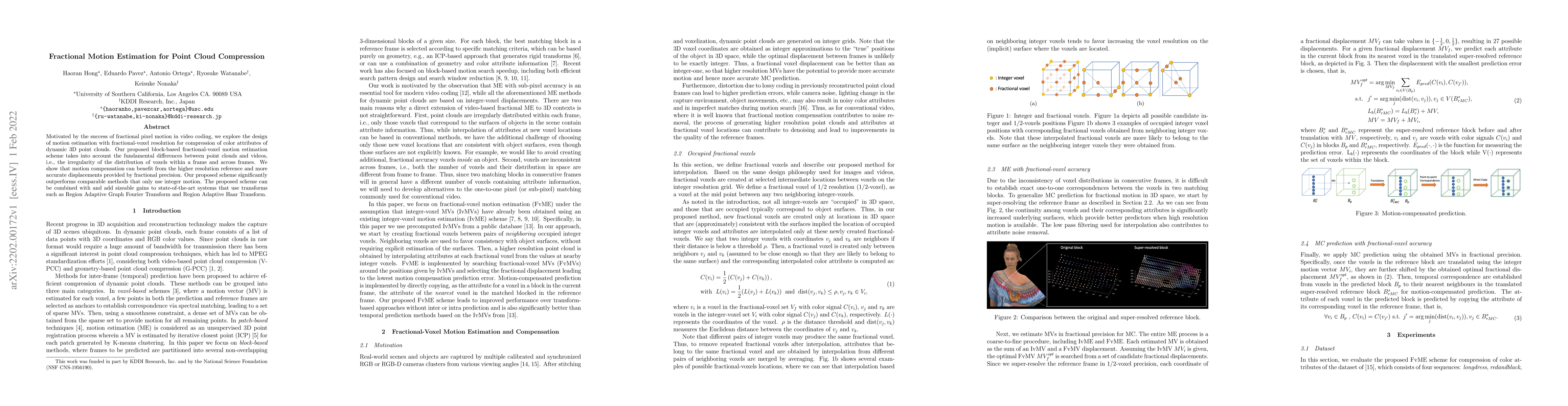 Thumbnail for Fractional Motion Estimation for Point Cloud Compression