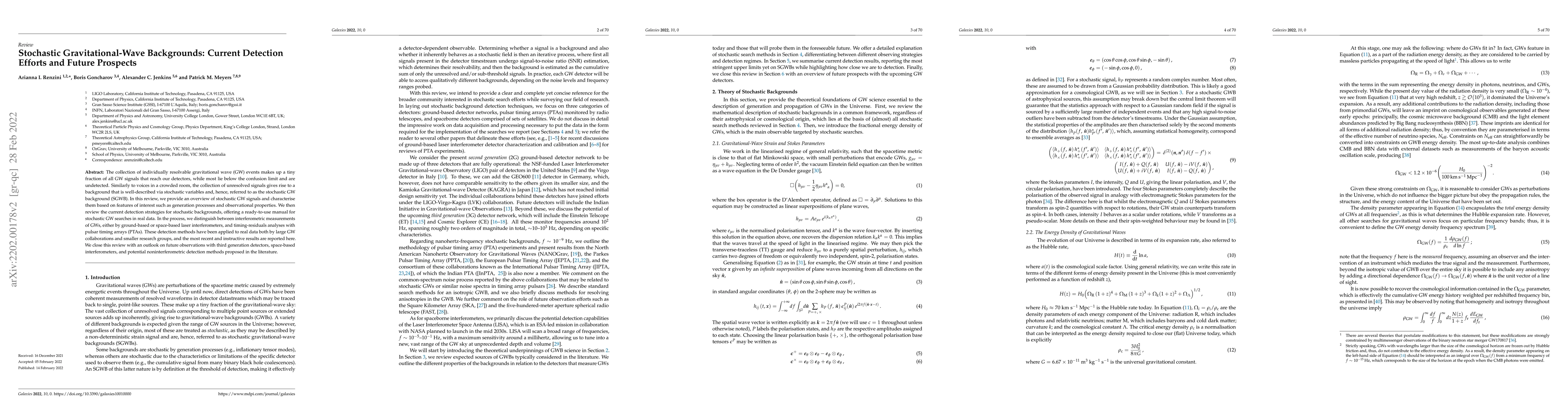 Thumbnail for Stochastic Gravitational-Wave Backgrounds: Current Detection Efforts and
  Future Prospects
