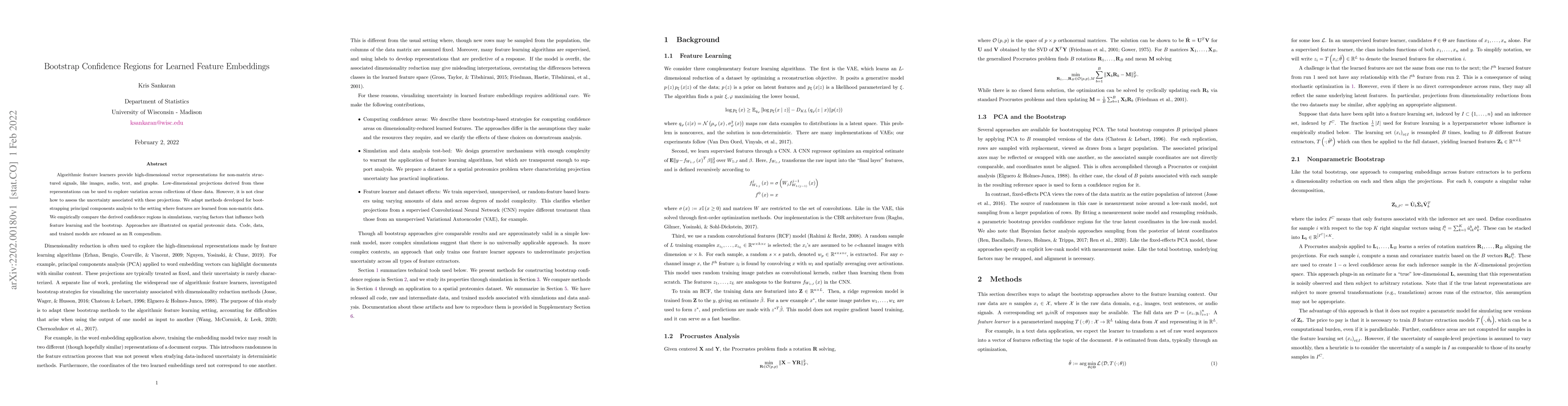 Thumbnail for Bootstrap Confidence Regions for Learned Feature Embeddings