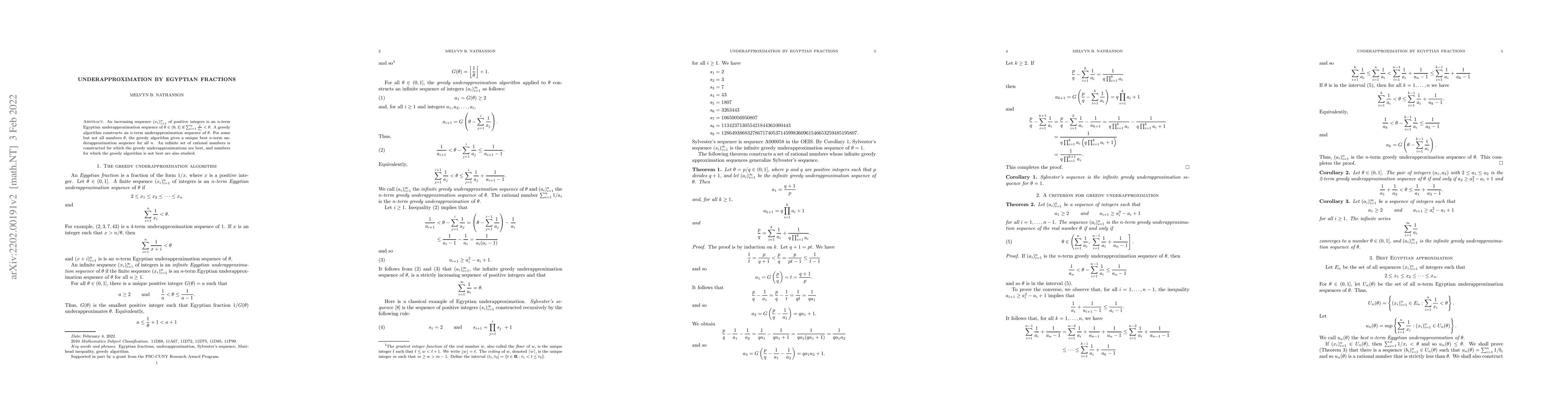 Thumbnail for Underapproximation by Egyptian fractions