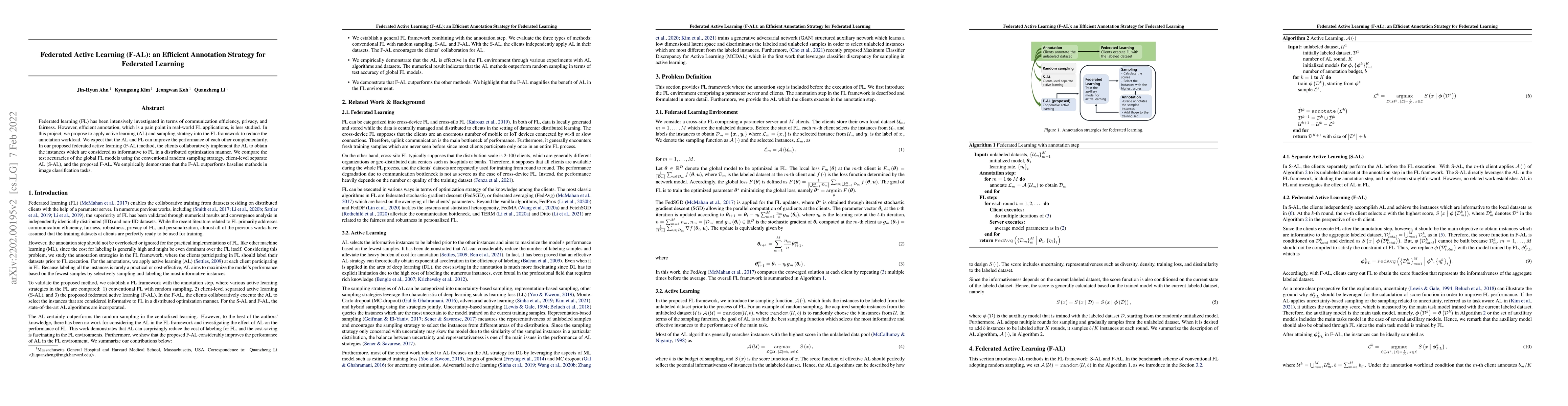 Thumbnail for Federated Active Learning (F-AL): an Efficient Annotation Strategy for
  Federated Learning