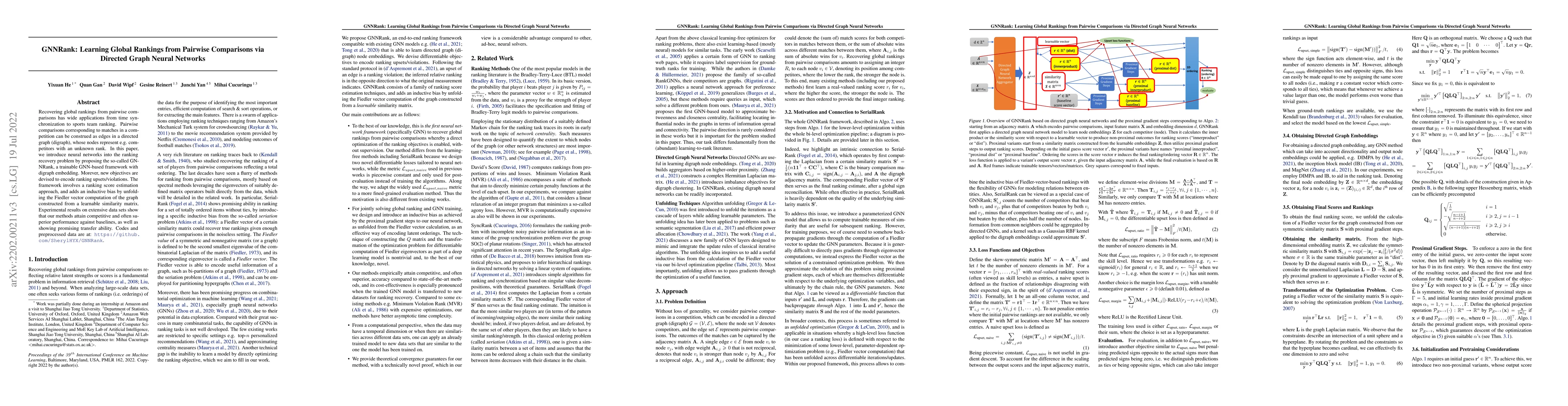 Thumbnail for GNNRank: Learning Global Rankings from Pairwise Comparisons via Directed
  Graph Neural Networks