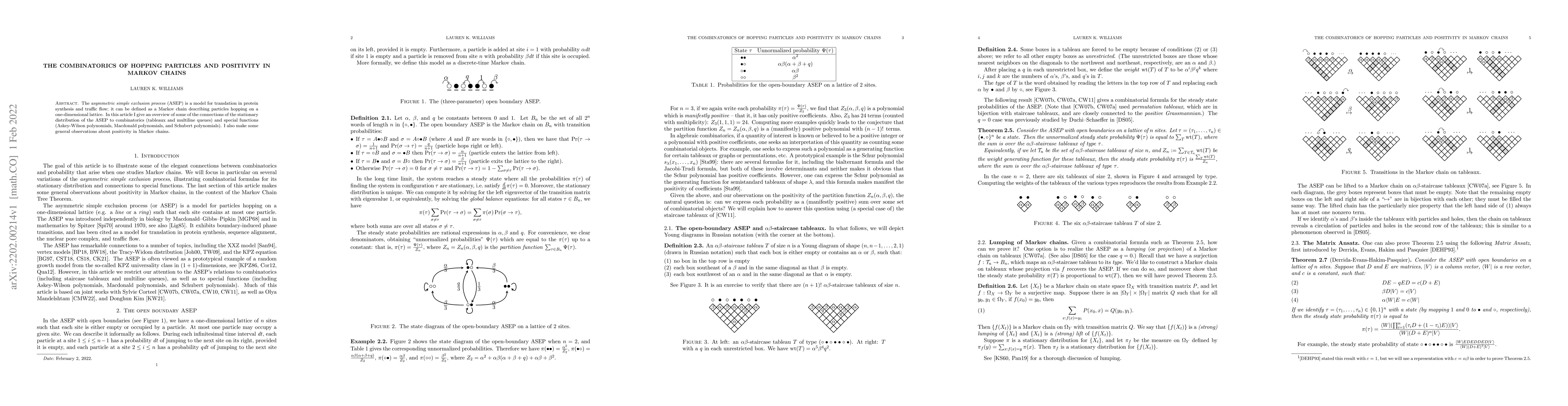 Thumbnail for The combinatorics of hopping particles and positivity in Markov chains