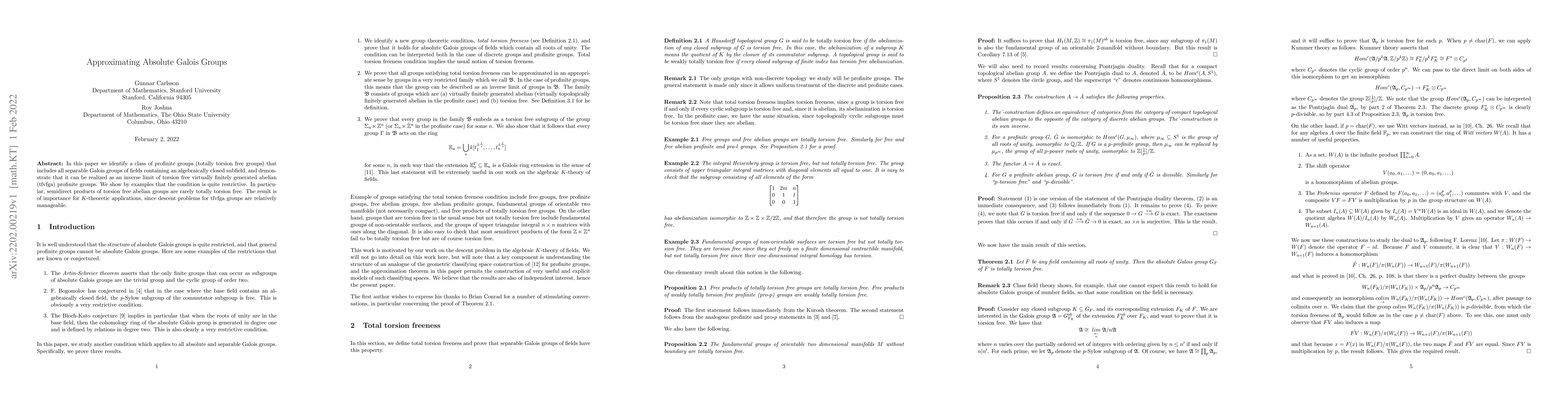 Thumbnail for Approximating Absolute Galois Groups