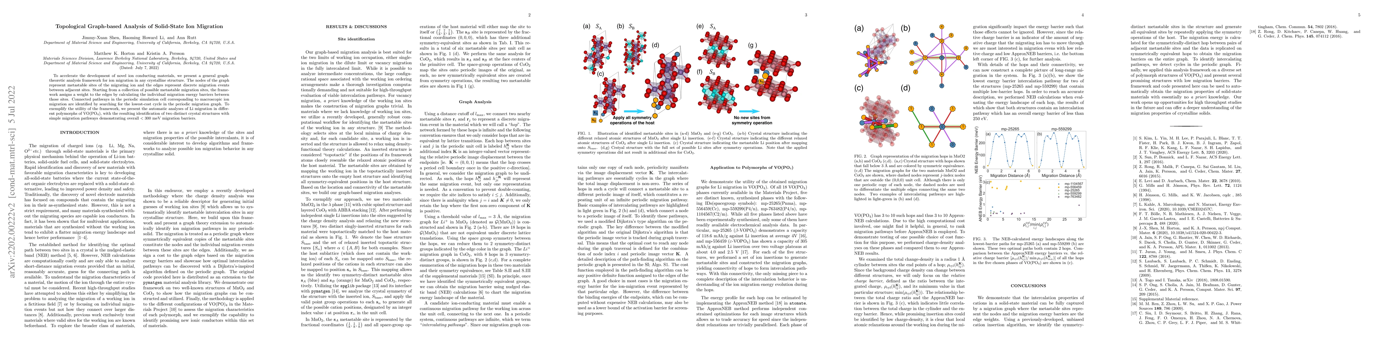 Thumbnail for Topological Graph-based Analysis of Solid-State Ion Migration