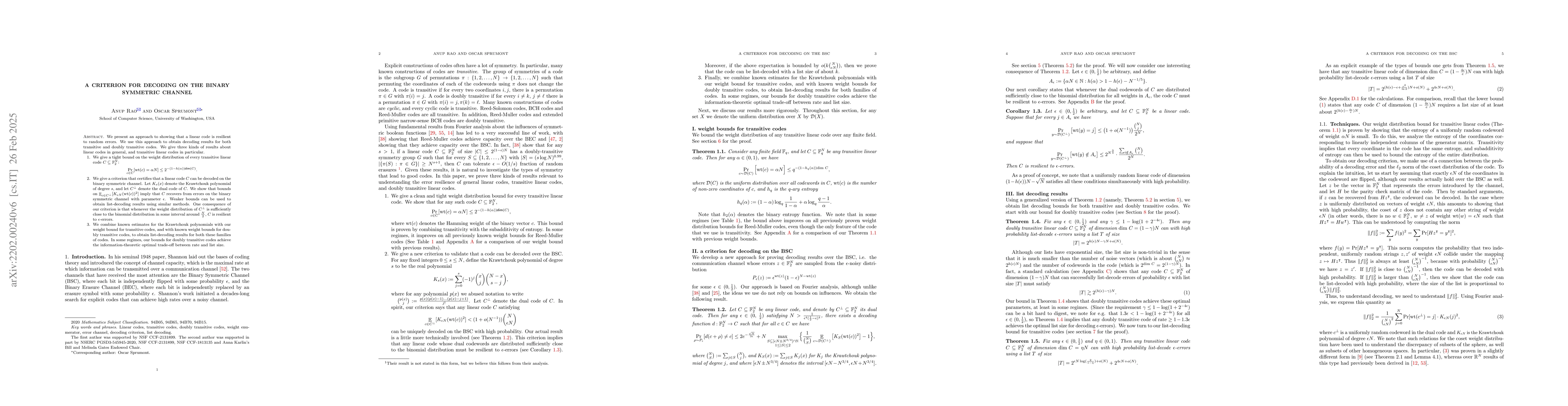 Thumbnail for A Criterion for Decoding on the BSC