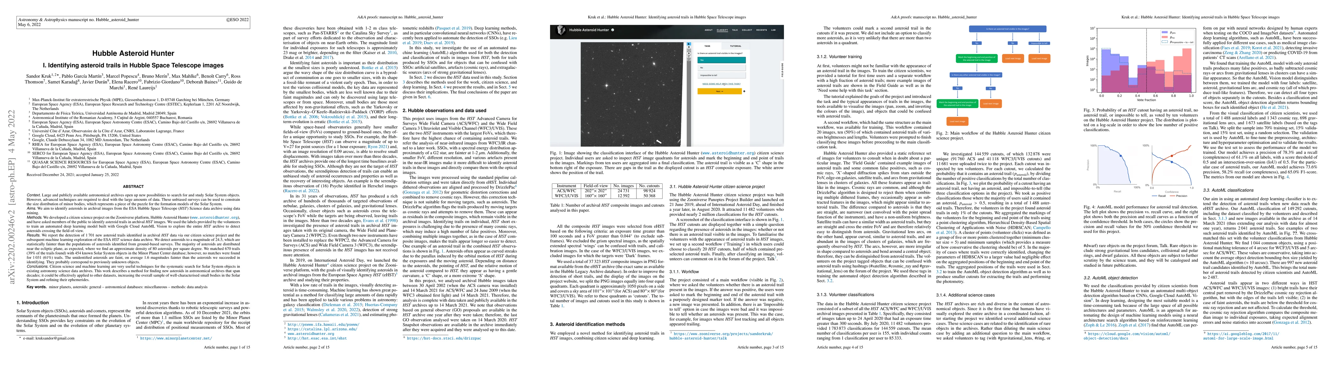 Thumbnail for Hubble Asteroid Hunter: I. Identifying asteroid trails in Hubble Space
  Telescope images