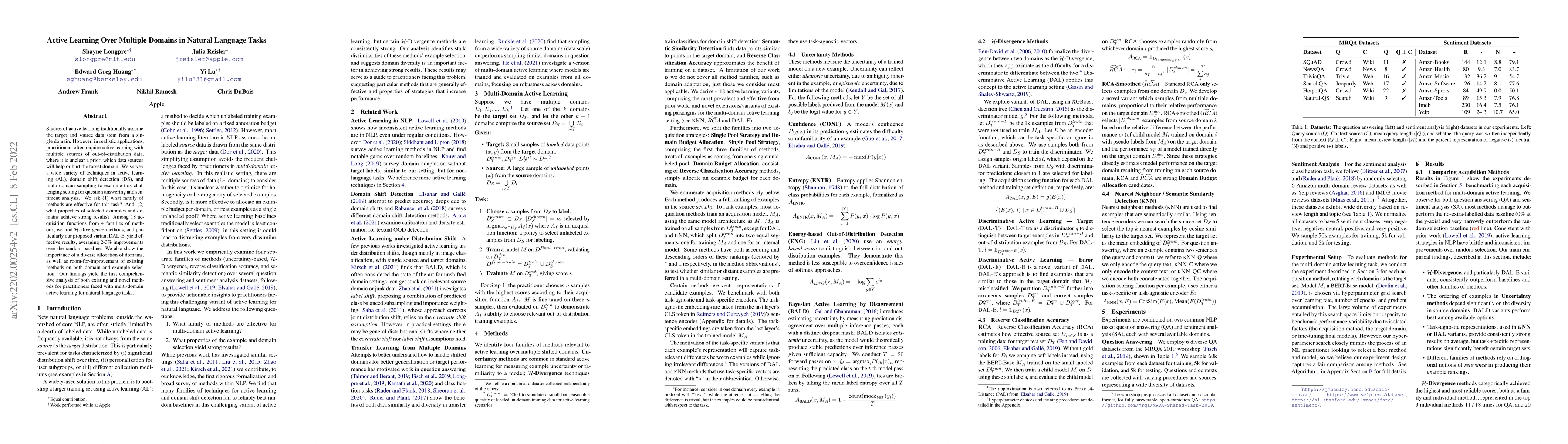 Thumbnail for Active Learning Over Multiple Domains in Natural Language Tasks