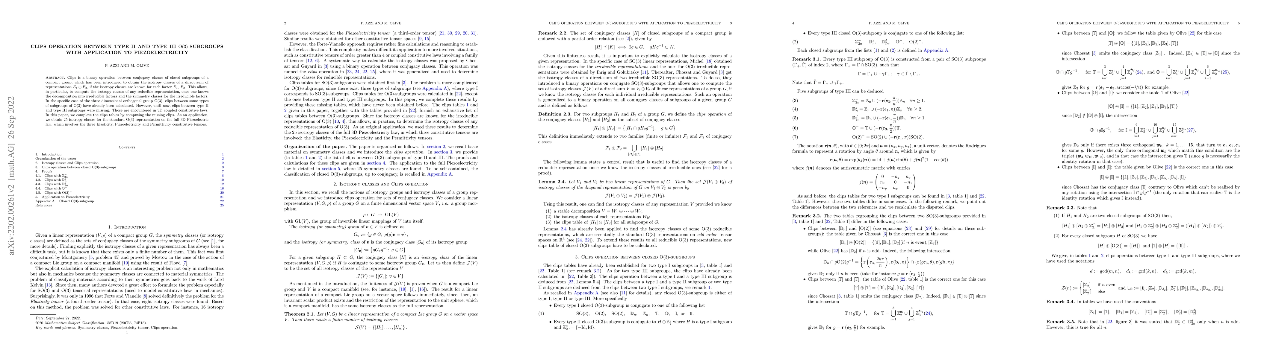 Thumbnail for Clips operation between type II and type III O(3)-subgroups with
  application to piezoelectricity