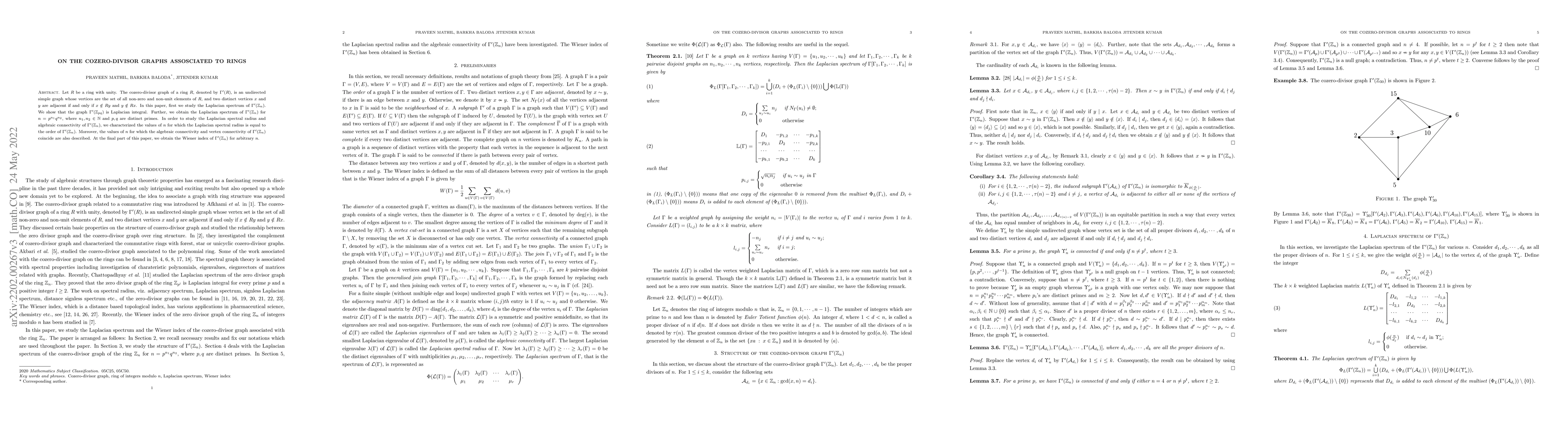 Thumbnail for On the cozero-divisor graphs assosciated to rings