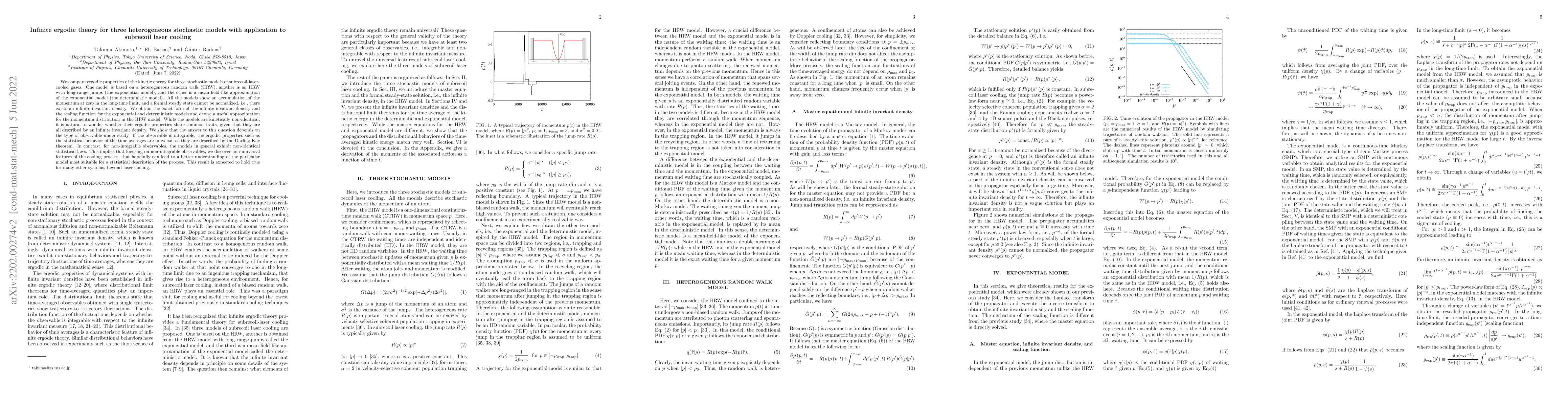 Thumbnail for Infinite ergodic theory for three heterogeneous stochastic models with
  application to subrecoil laser cooling