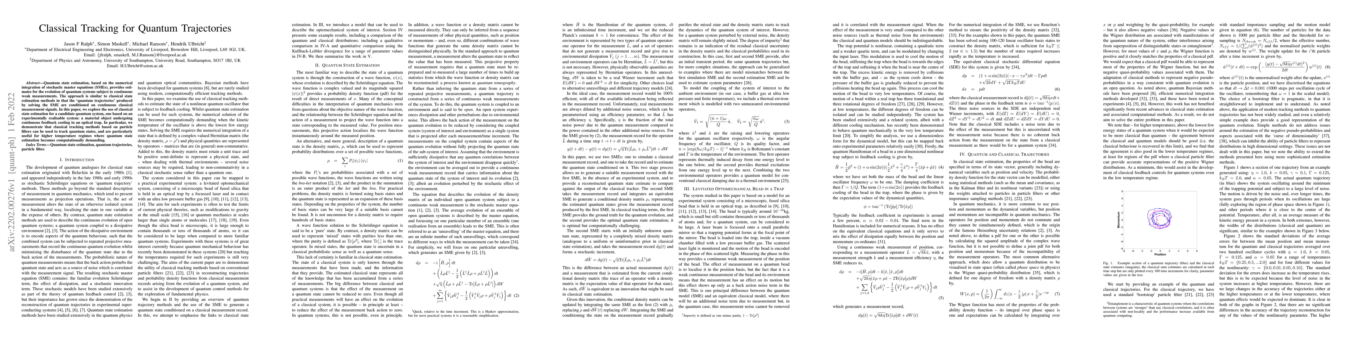 Thumbnail for Classical Tracking for Quantum Trajectories