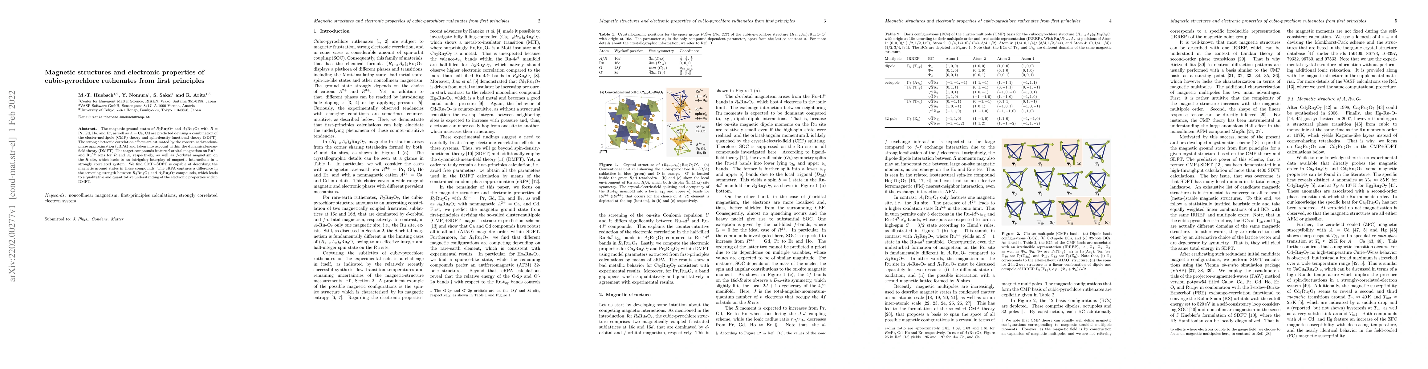 Thumbnail for Magnetic structures and electronic properties of cubic-pyrochlore
  ruthenates from first principles