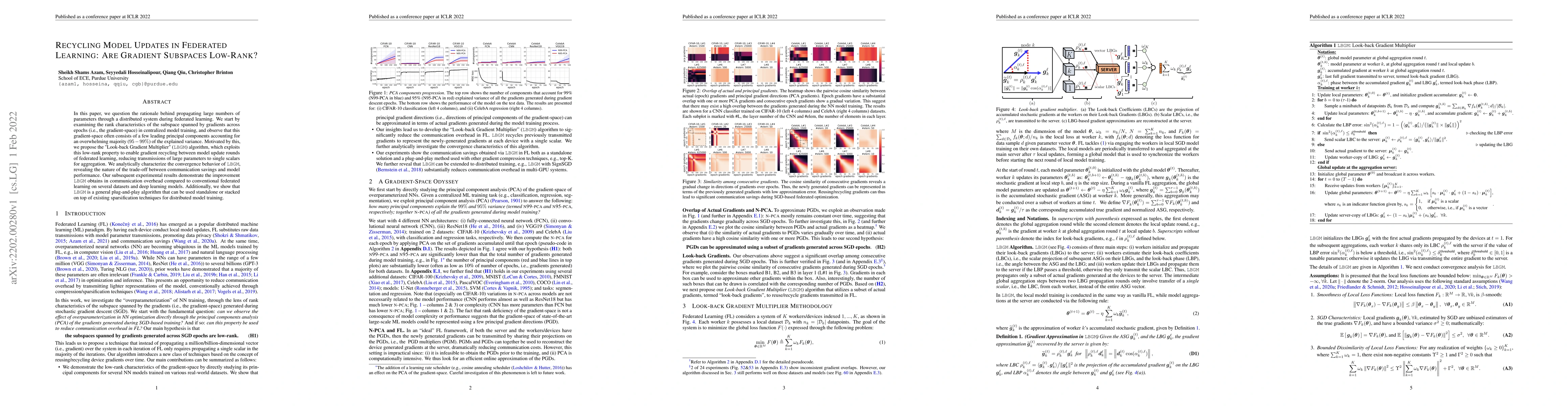 Thumbnail for Recycling Model Updates in Federated Learning: Are Gradient Subspaces
  Low-Rank?
