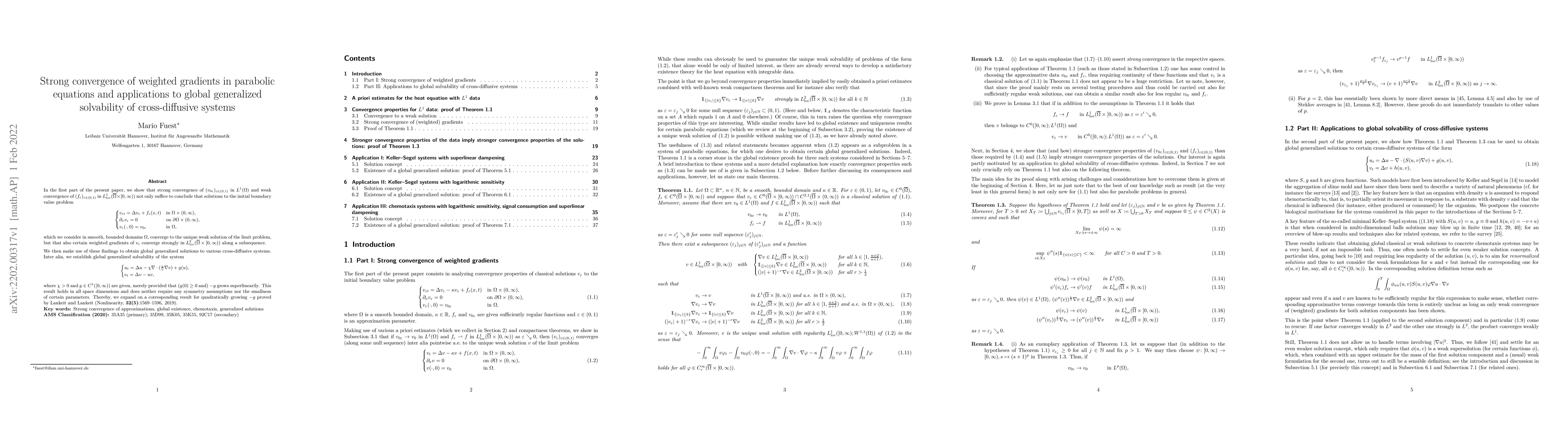 Thumbnail for Strong convergence of weighted gradients in parabolic equations and
  applications to global generalized solvability of cross-diffusive systems