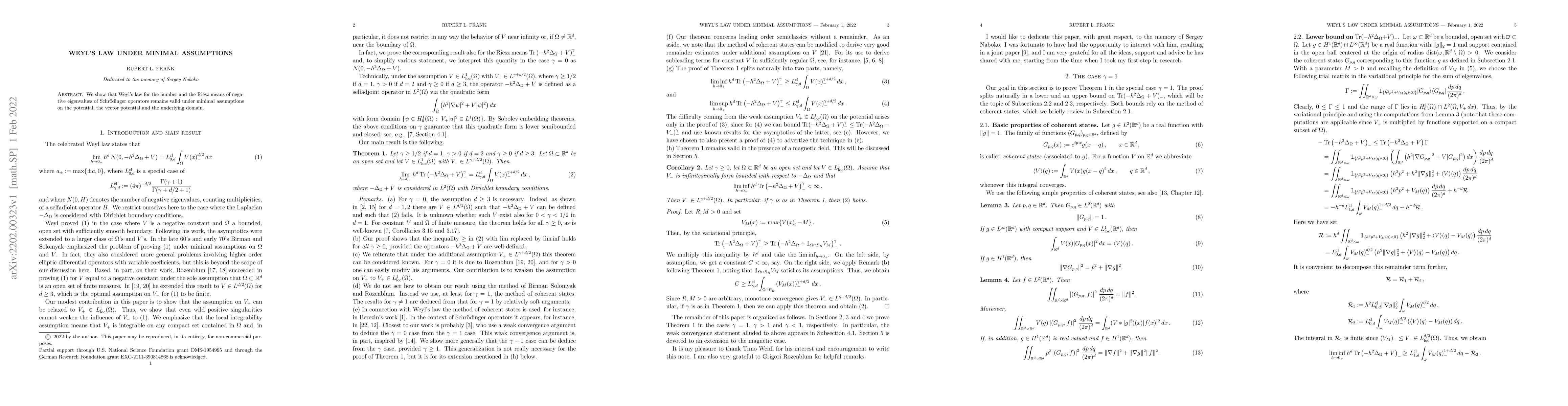Thumbnail for Weyl's law under minimal assumptions